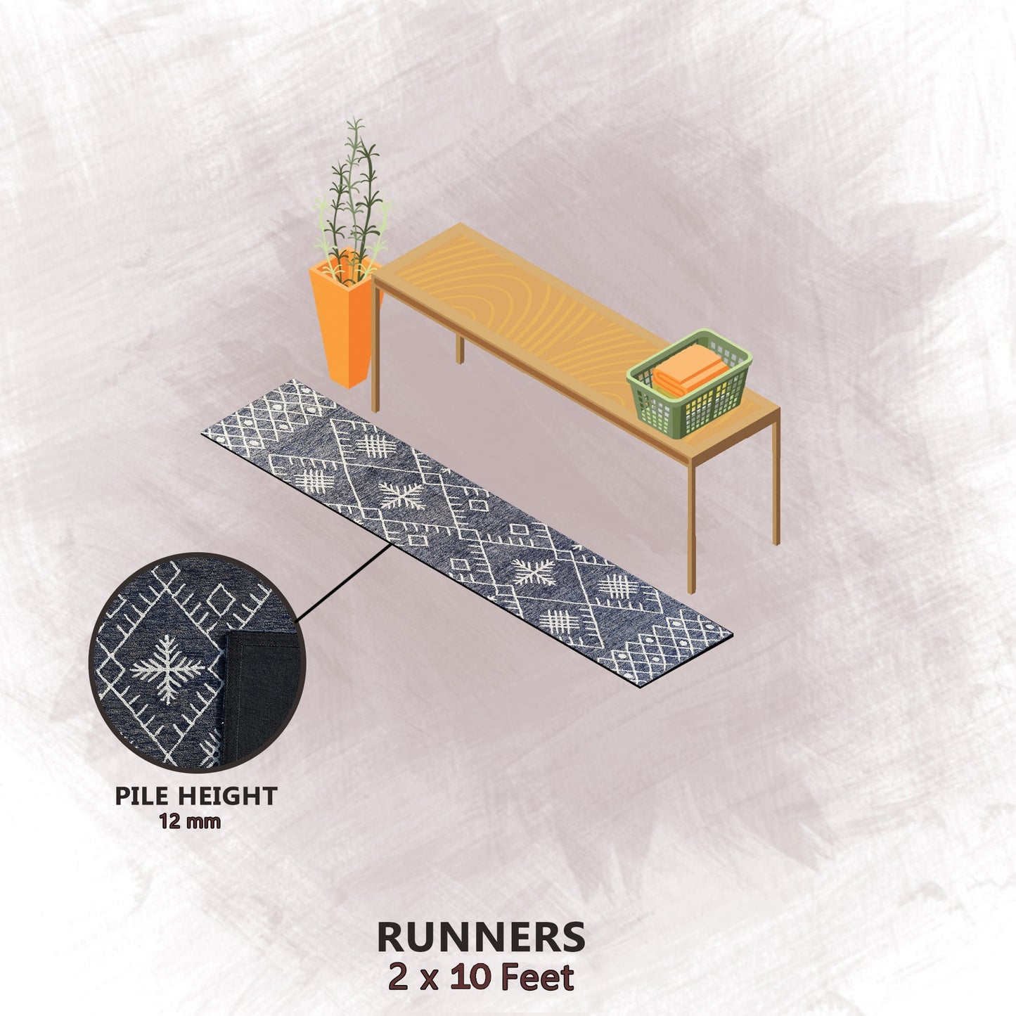 Premium Hand-Tufted Rug Made of 100% Wool - Snowfall - 2x10 Feet