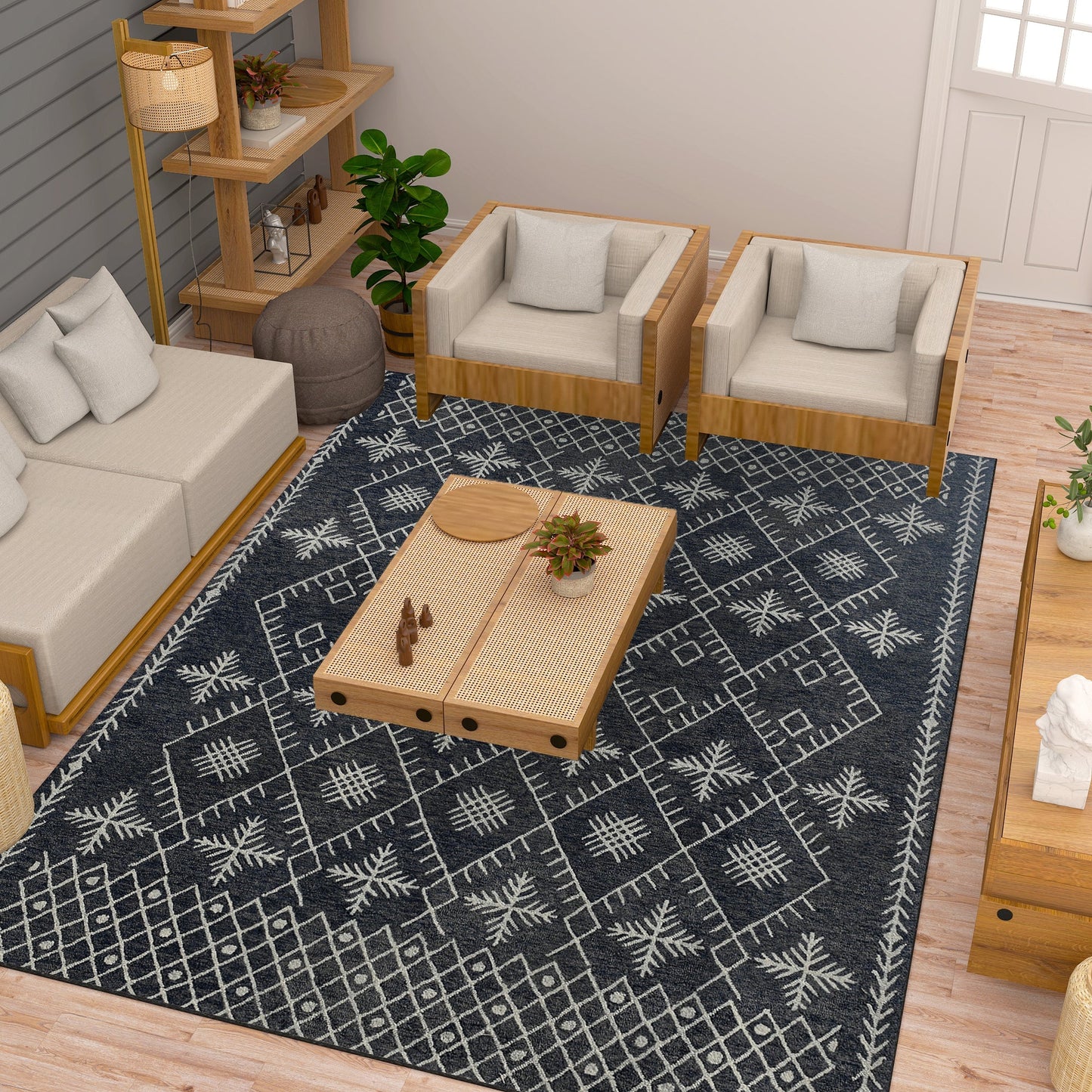 Premium Hand-Tufted Rug Made of 100% Wool - Snowfall - 8x10 Feet
