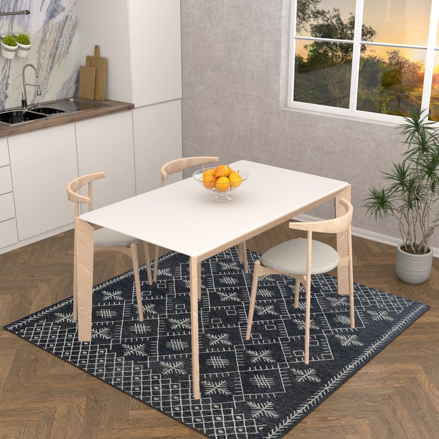 Premium Hand-Tufted Rug Made of 100% Wool - Snowfall - 6x6 Feet