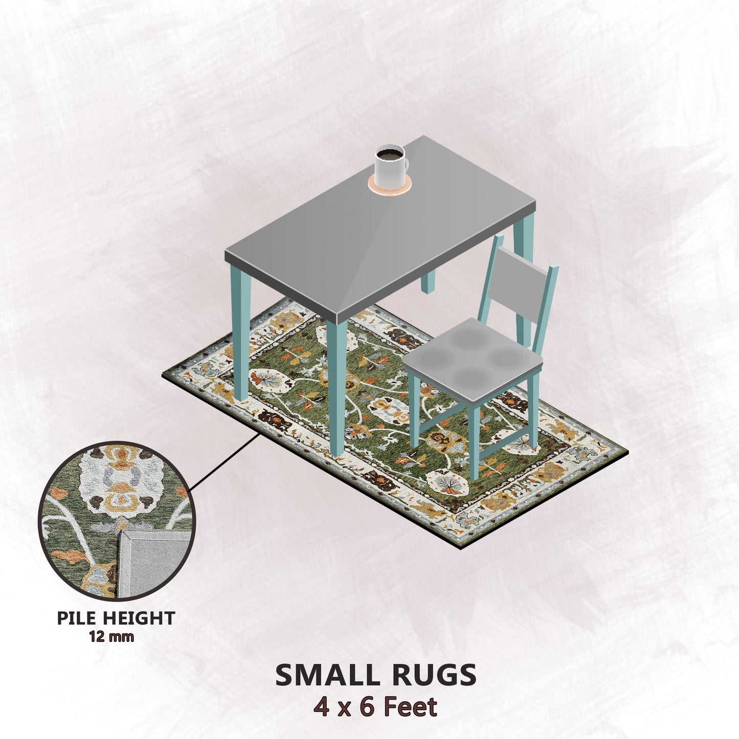 Premium Hand-Tufted Rug Made of 100% Wool - Spring Atlas - 4x6 Feet