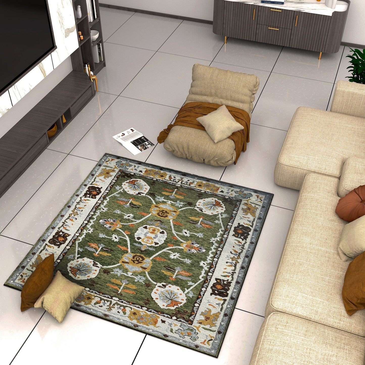 Premium Hand-Tufted Rug Made of 100% Wool - Spring Atlas - 6x6 Feet
