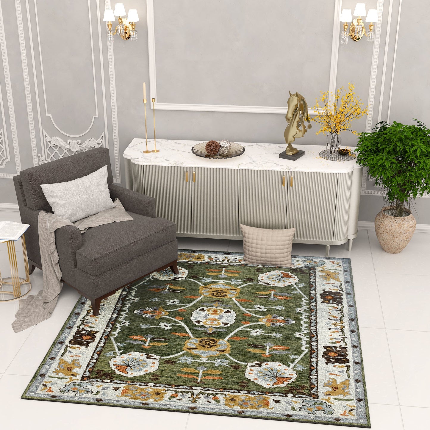Premium Hand-Tufted Rug Made of 100% Wool - Spring Atlas - 6x6 Feet