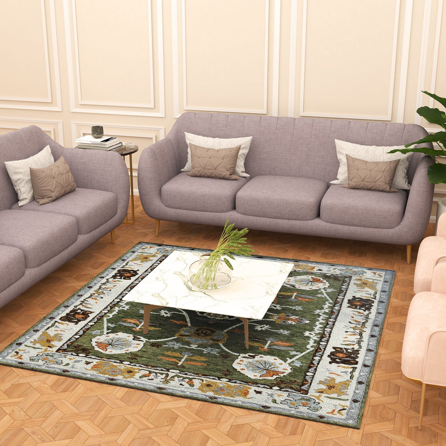 Premium Hand-Tufted Rug Made of 100% Wool - Spring Atlas - 6x6 Feet