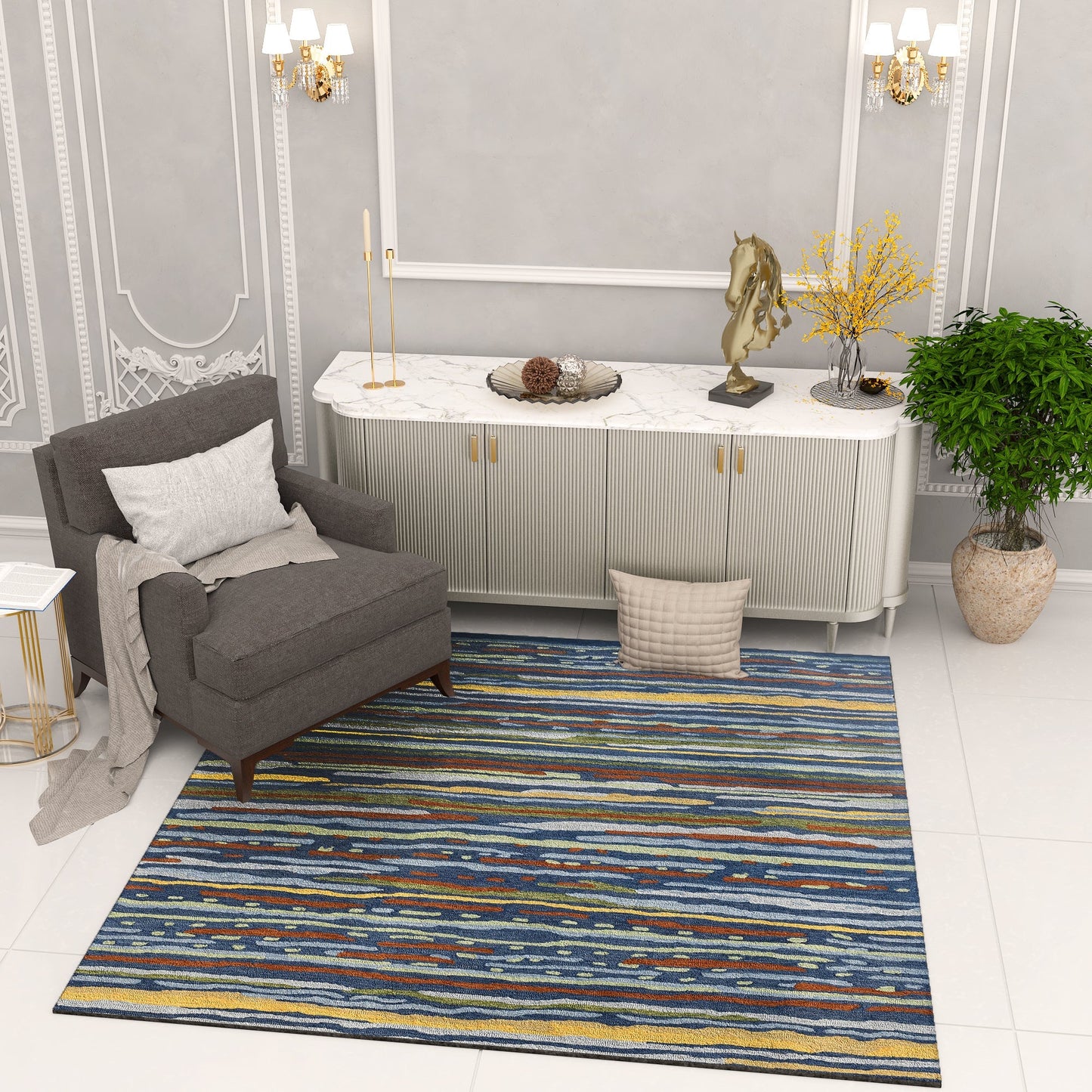 Premium Hand-Tufted Rug Made of 100% Wool - Spring Coast - 6x6 Feet