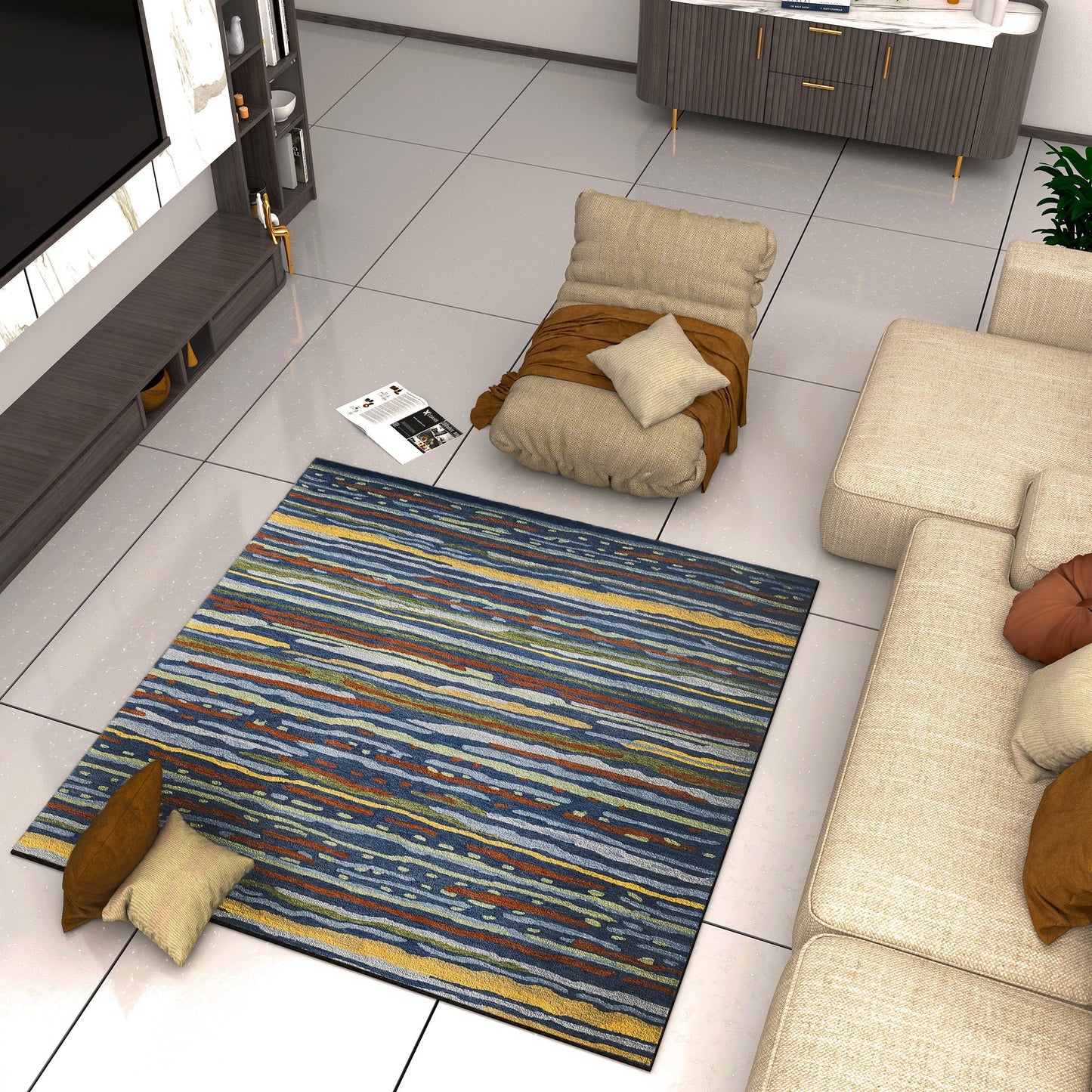 Premium Hand-Tufted Rug Made of 100% Wool - Spring Coast - 6x6 Feet