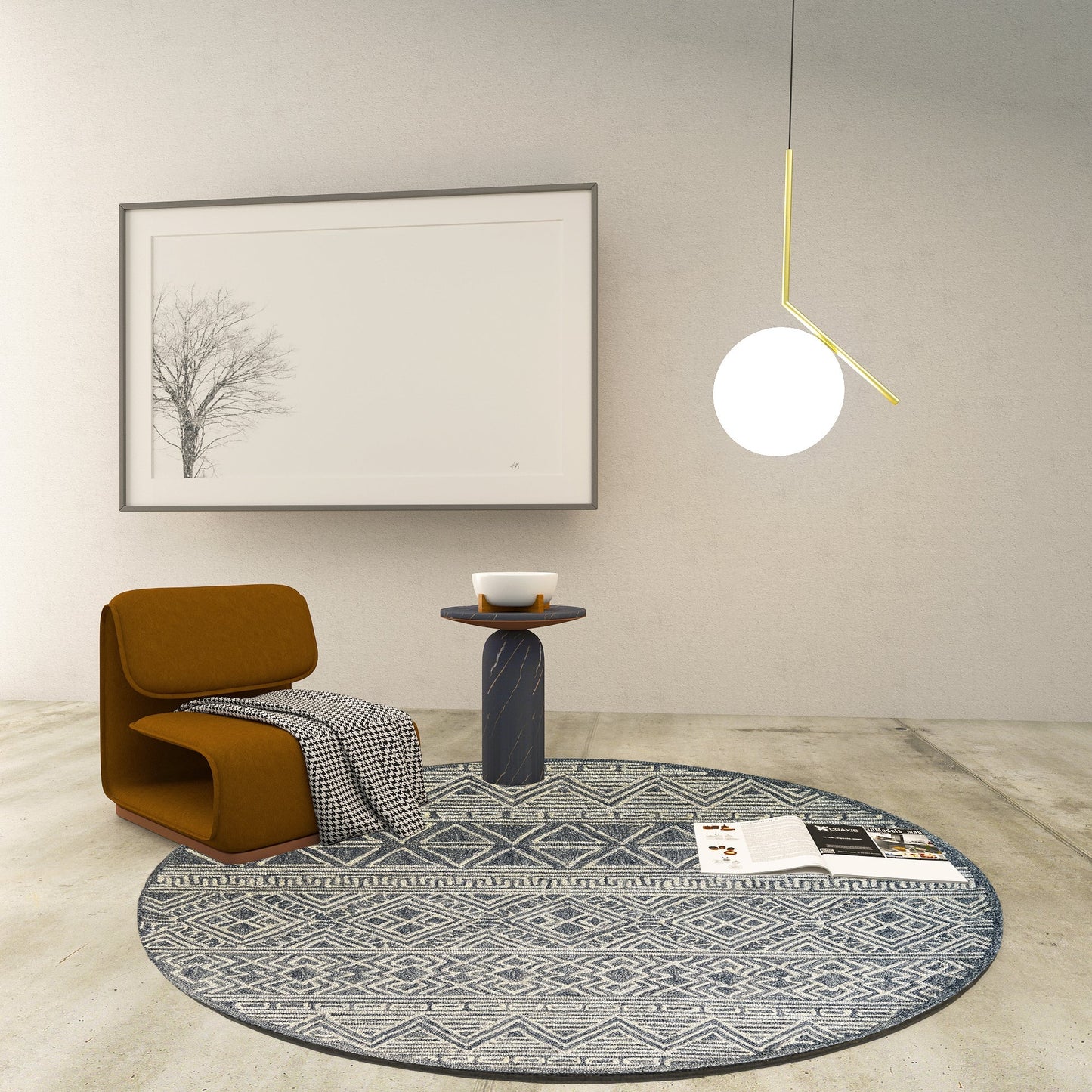 Premium Hand-Tufted Rug Made of 100% Wool - Still River Blue - 5x5 Feet