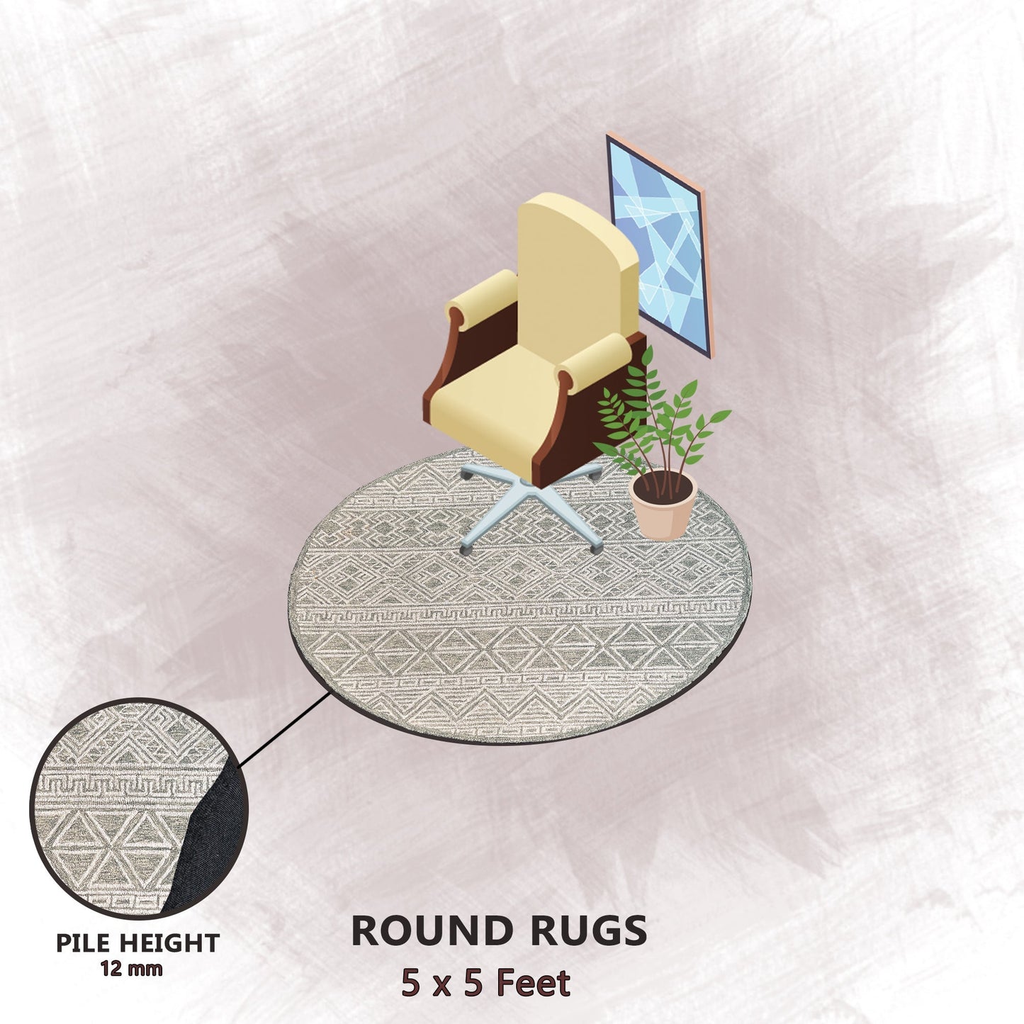 Premium Hand-Tufted Rug Made of 100% Wool - Still River Grey - 5x5 Feet