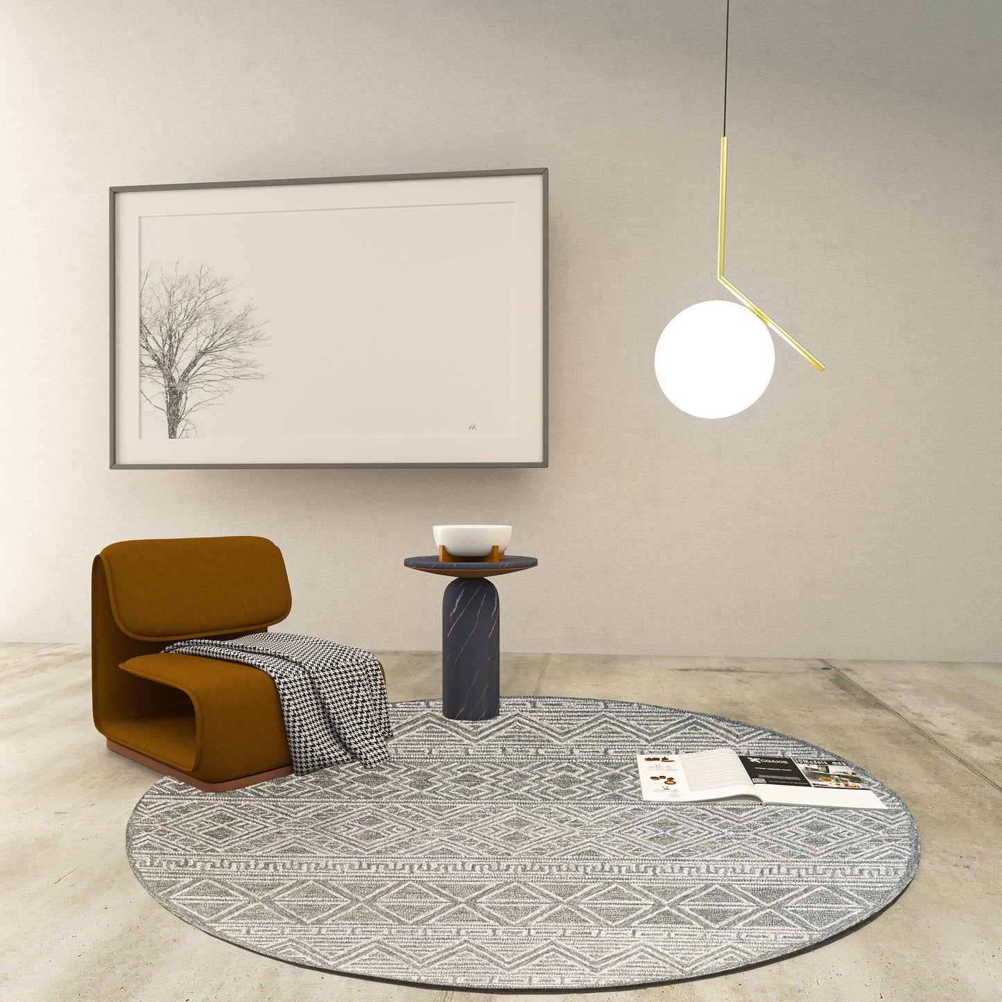 Premium Hand-Tufted Rug Made of 100% Wool - Still River Grey - 5x5 Feet