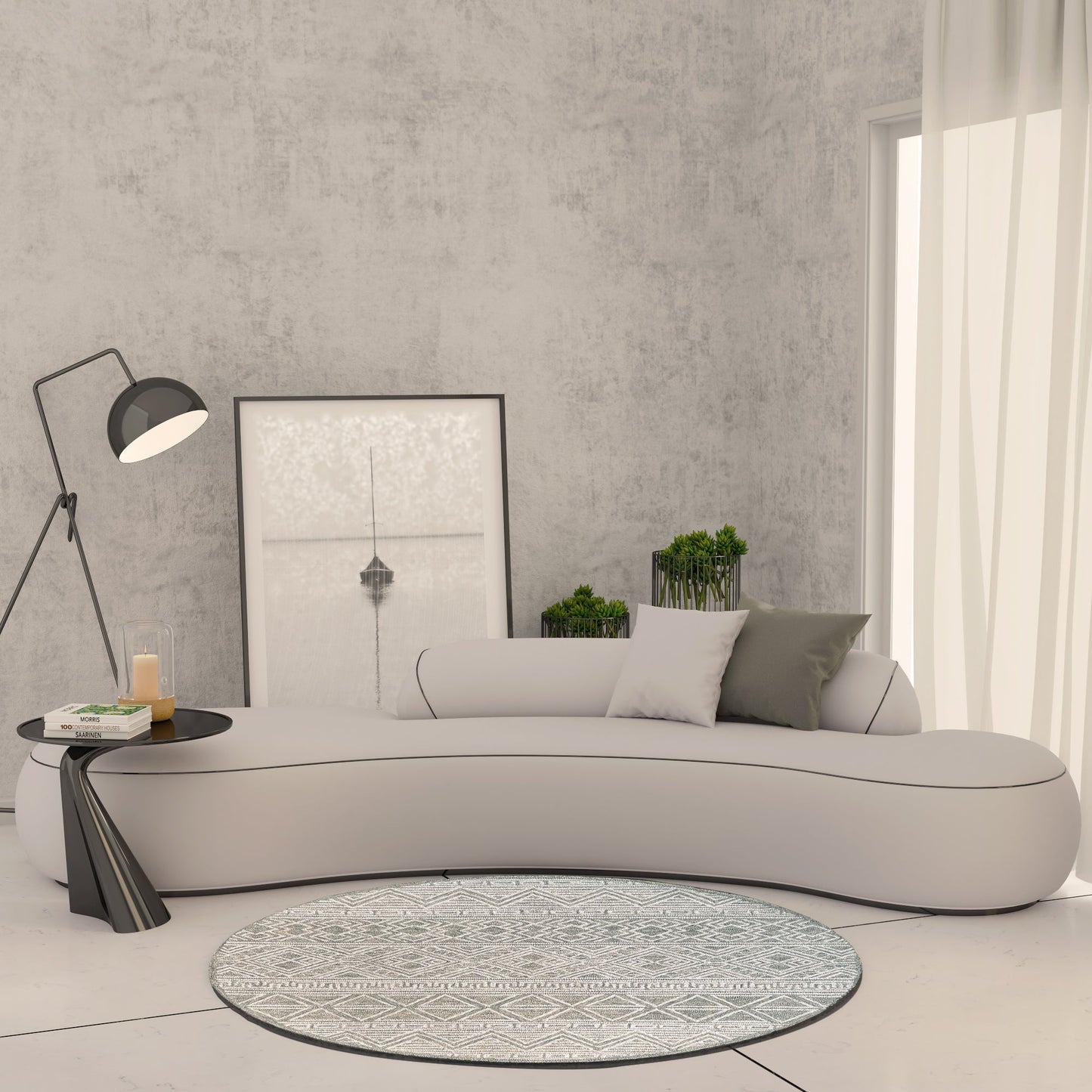 Premium Hand-Tufted Rug Made of 100% Wool - Still River Grey - 5x5 Feet