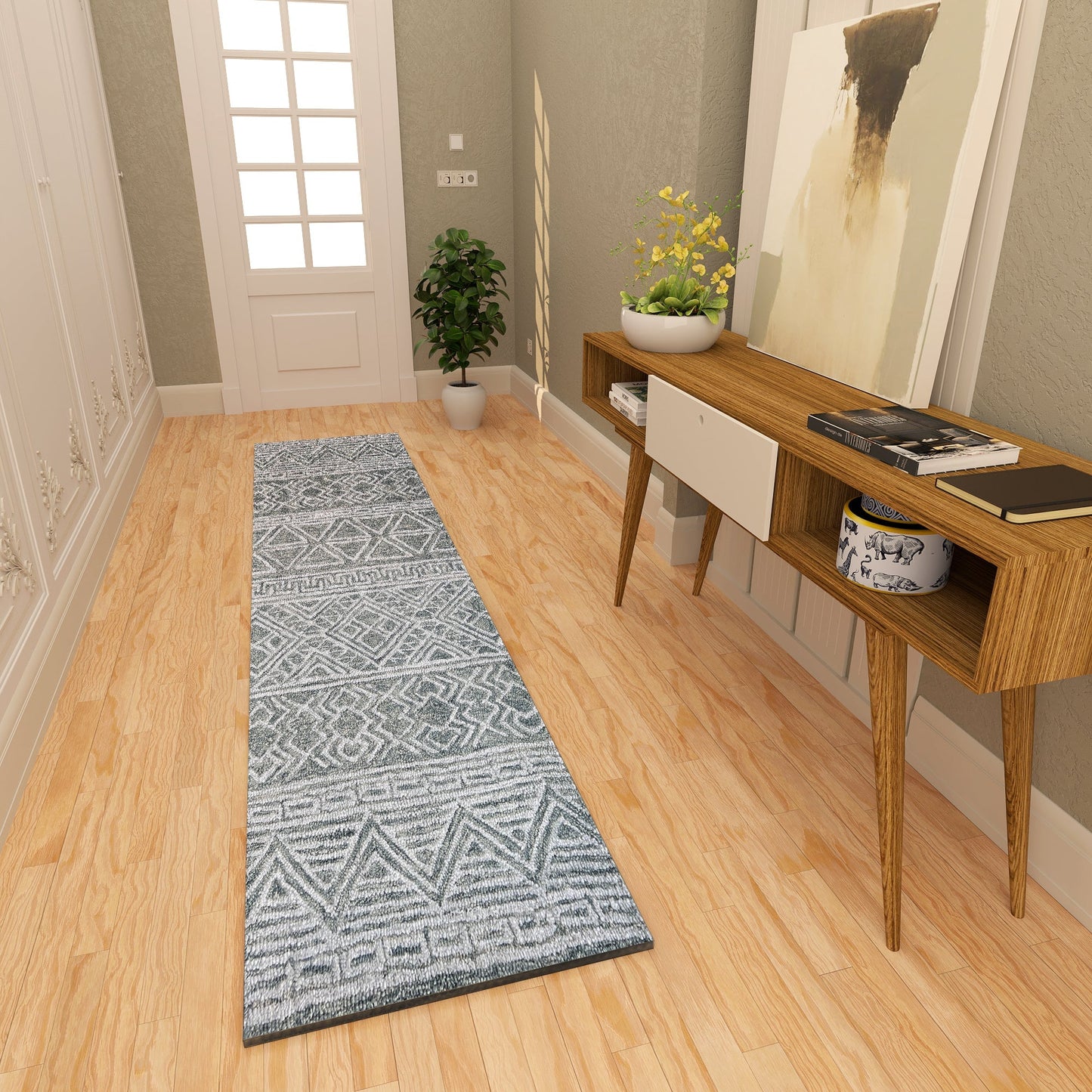 Premium Hand-Tufted Rug Made of 100% Wool - Still River Grey - 2x10 Feet
