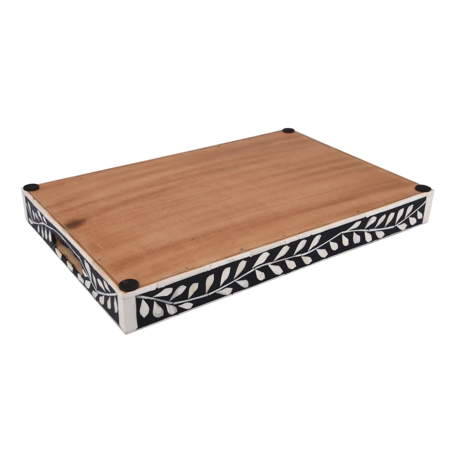 Decorative Tray Alhambra Negra Pattern Bone & Resin Inlay Collection in 2 Sizes