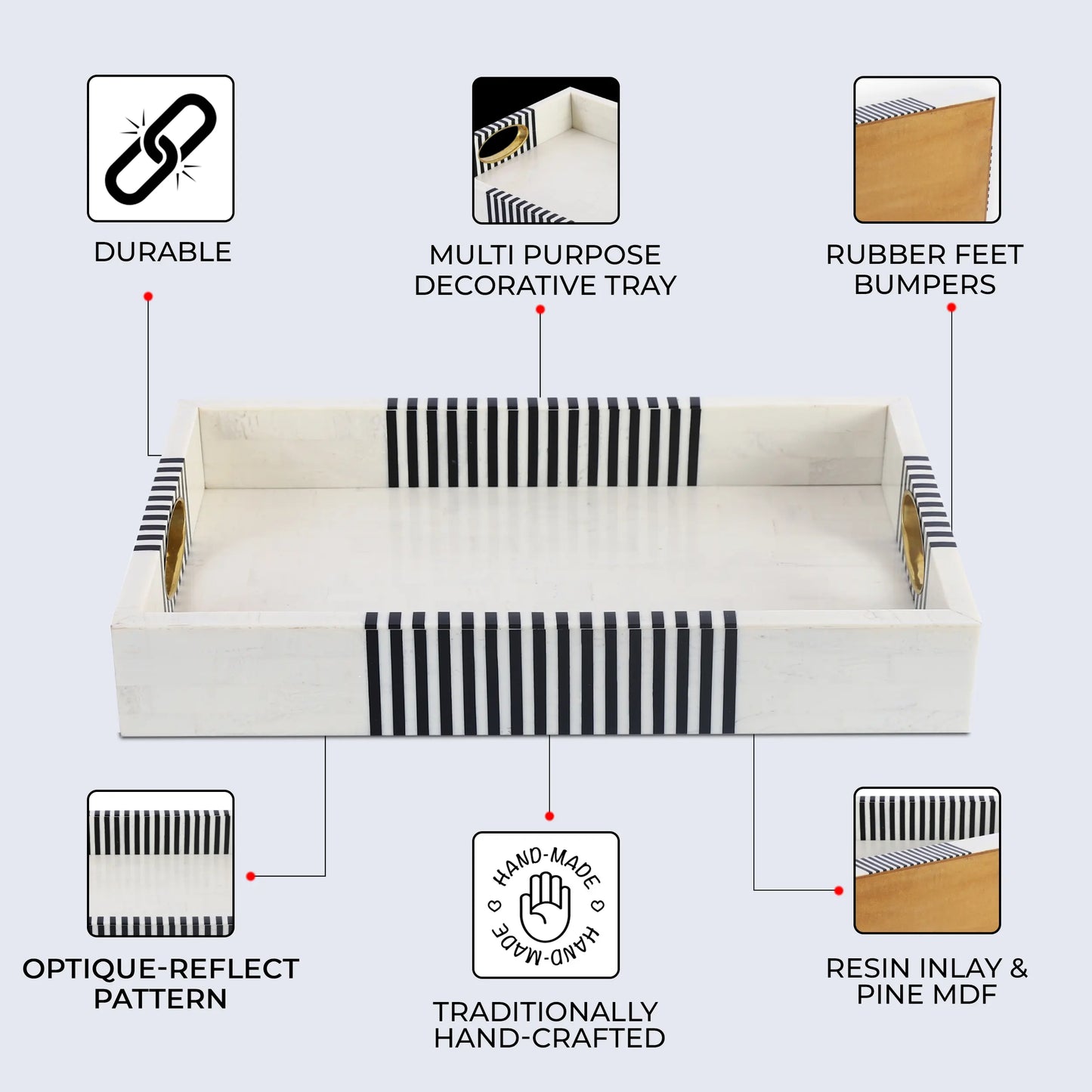 Decorative Tray Optique Reflect Pattern Resin Inlay Collection in 11x17