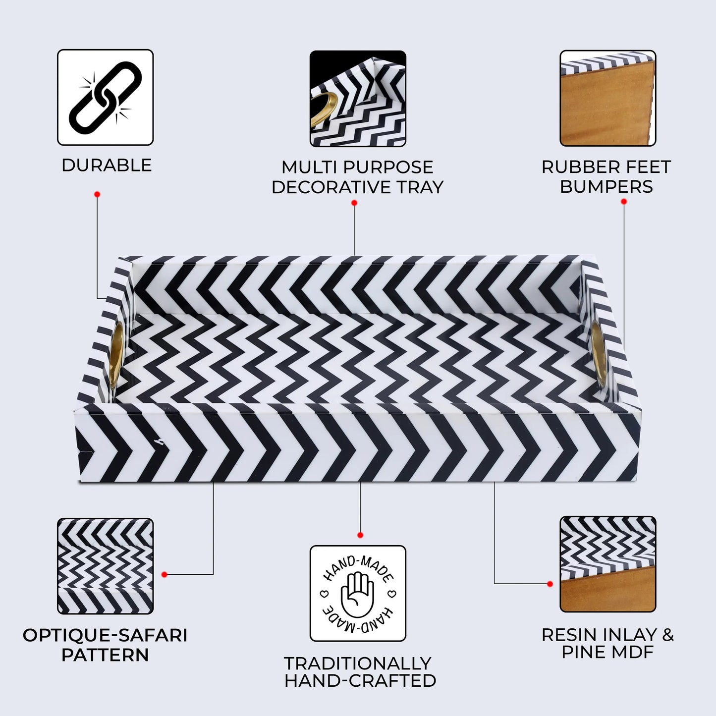 Decorative Tray Optique Safari Pattern Resin Inlay Collection in 11x17