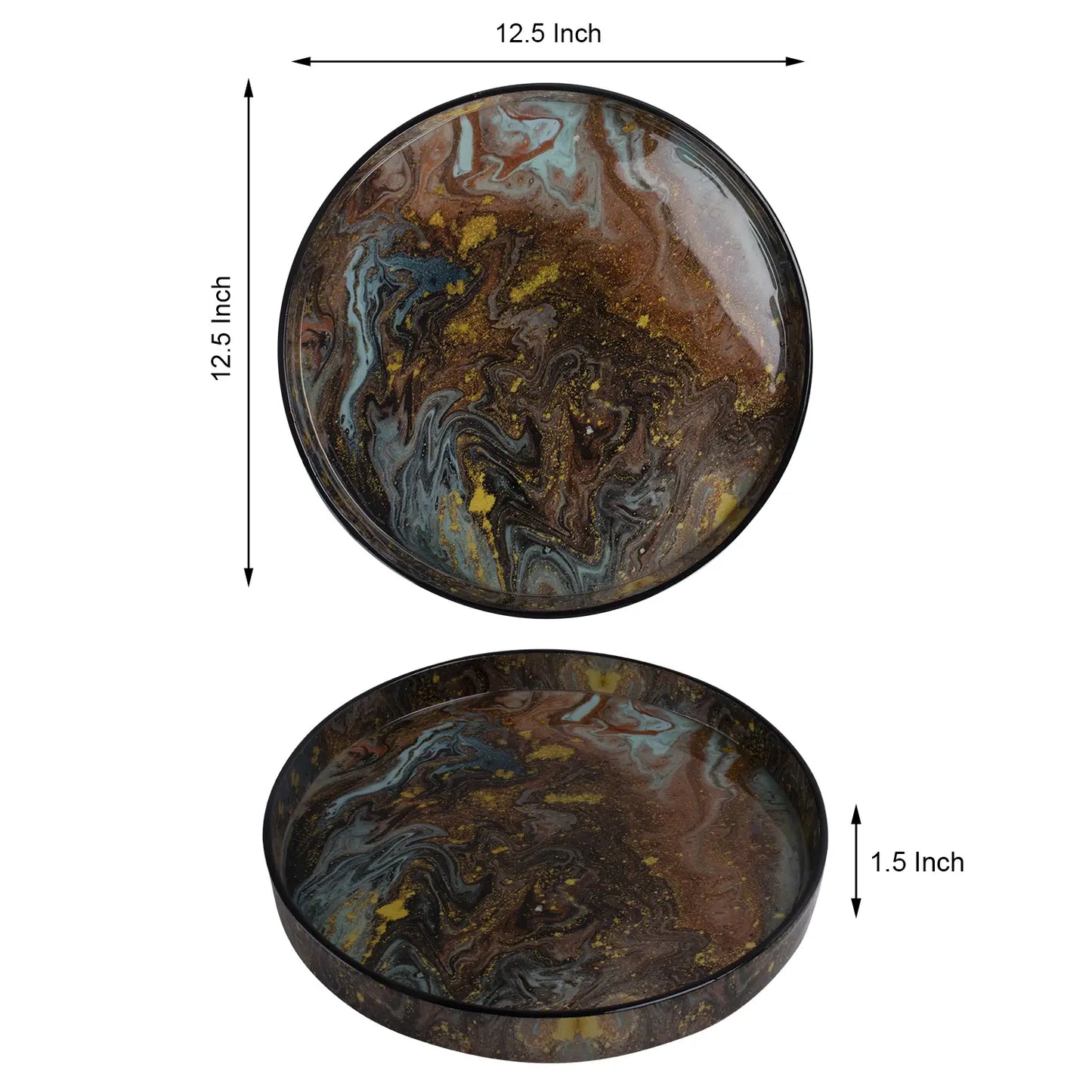 Decorative Tray Constellation Spectrum Pattern Resin Inlay Collection in 12x12