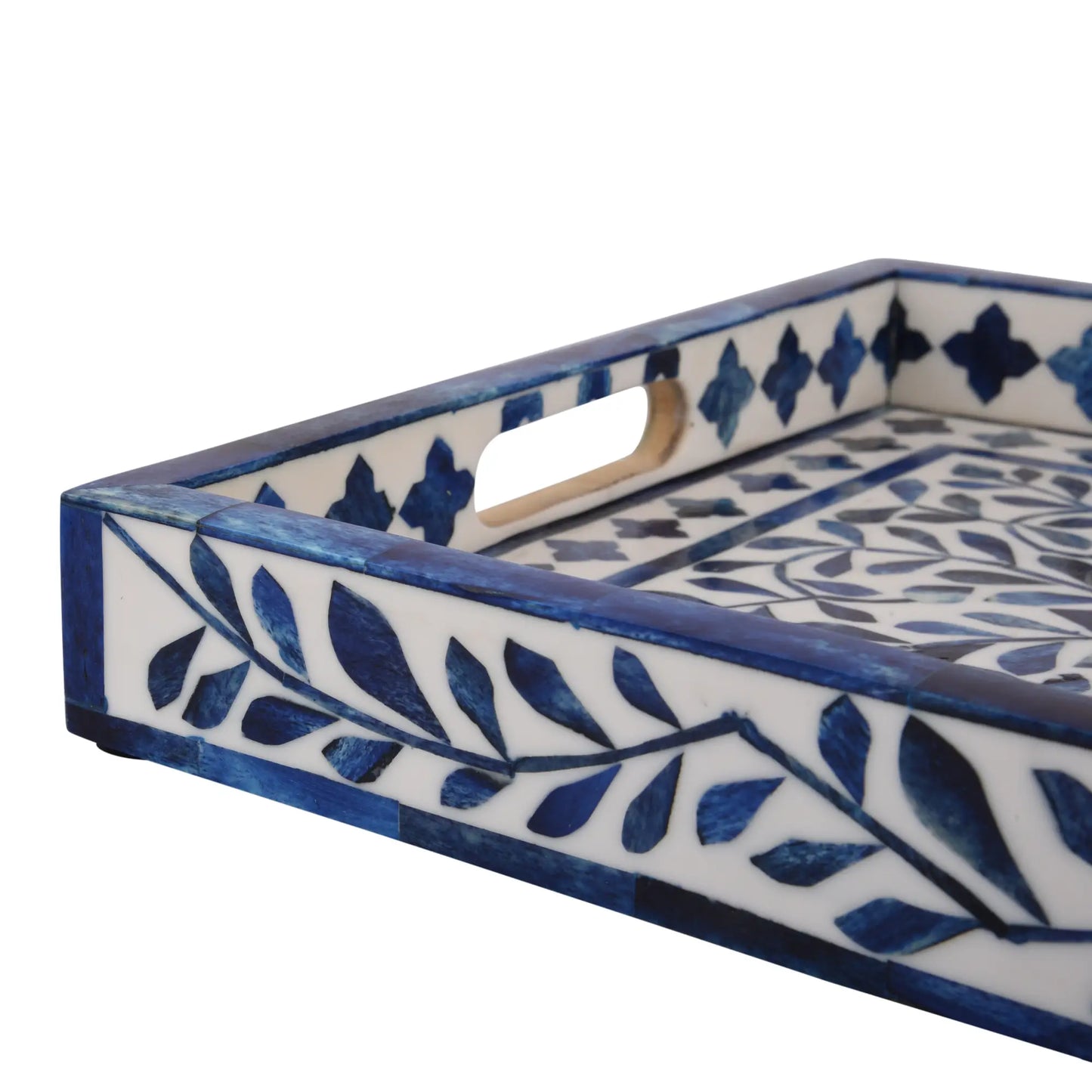 Decorative Tray Alhambra Azul Pattern Bone & Resin Inlay Collection in 2 Sizes