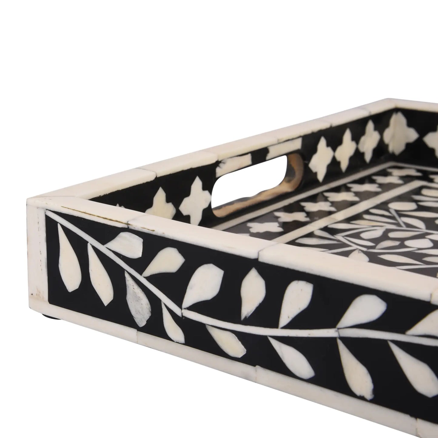 Decorative Tray Alhambra Negra Pattern Bone & Resin Inlay Collection in 2 Sizes
