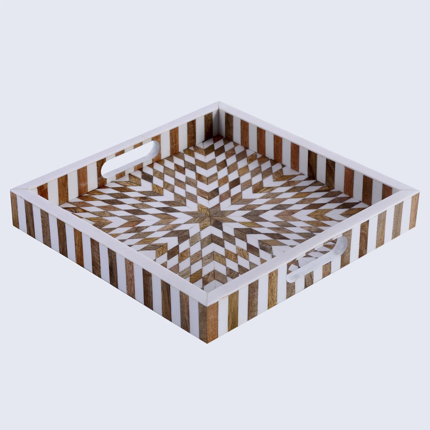 Decorative Tray Estrella Vida Pattern Resin Inlay Collection in 12x12