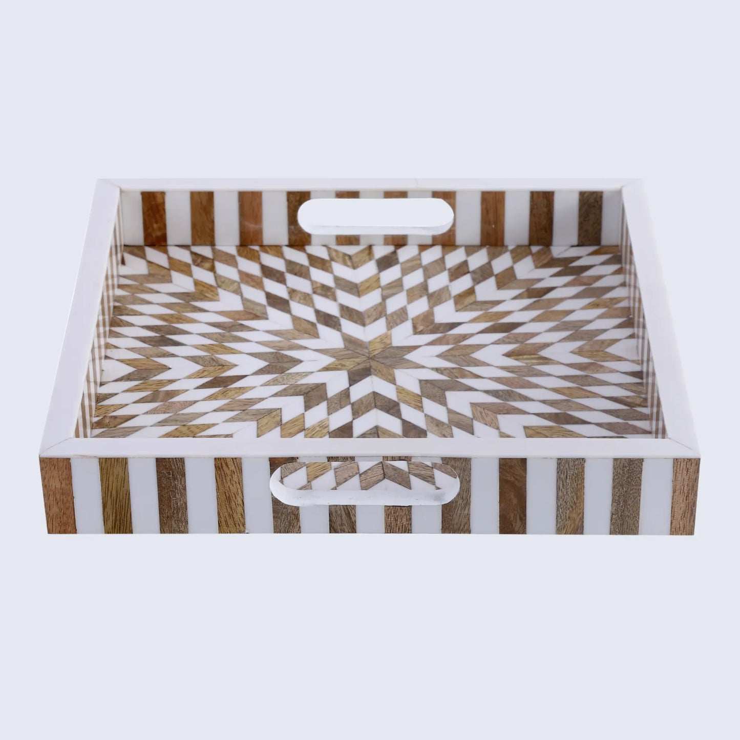 Decorative Tray Estrella Vida Pattern Resin Inlay Collection in 12x12