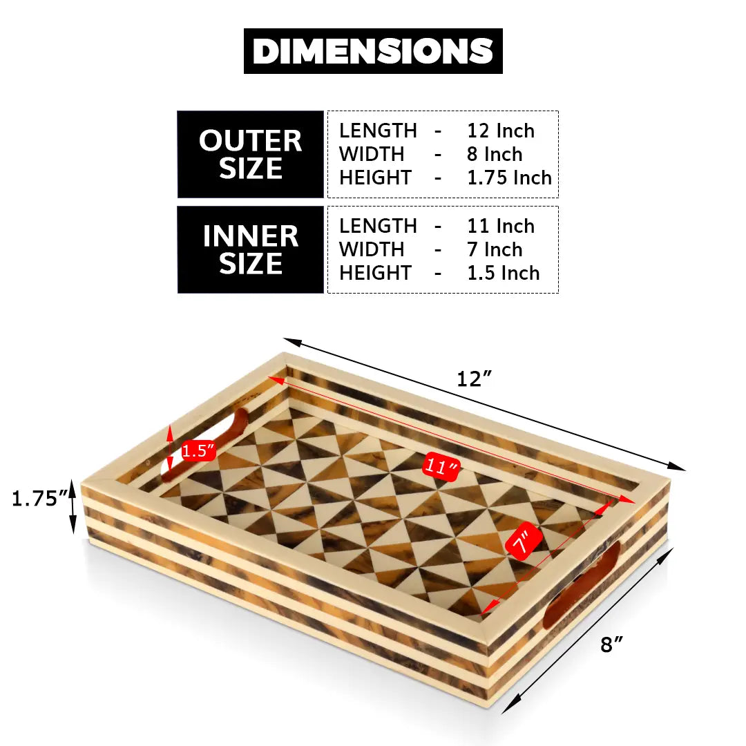 Decorative Tray Triangle Pattern Resin Inlay Collection in 12x8