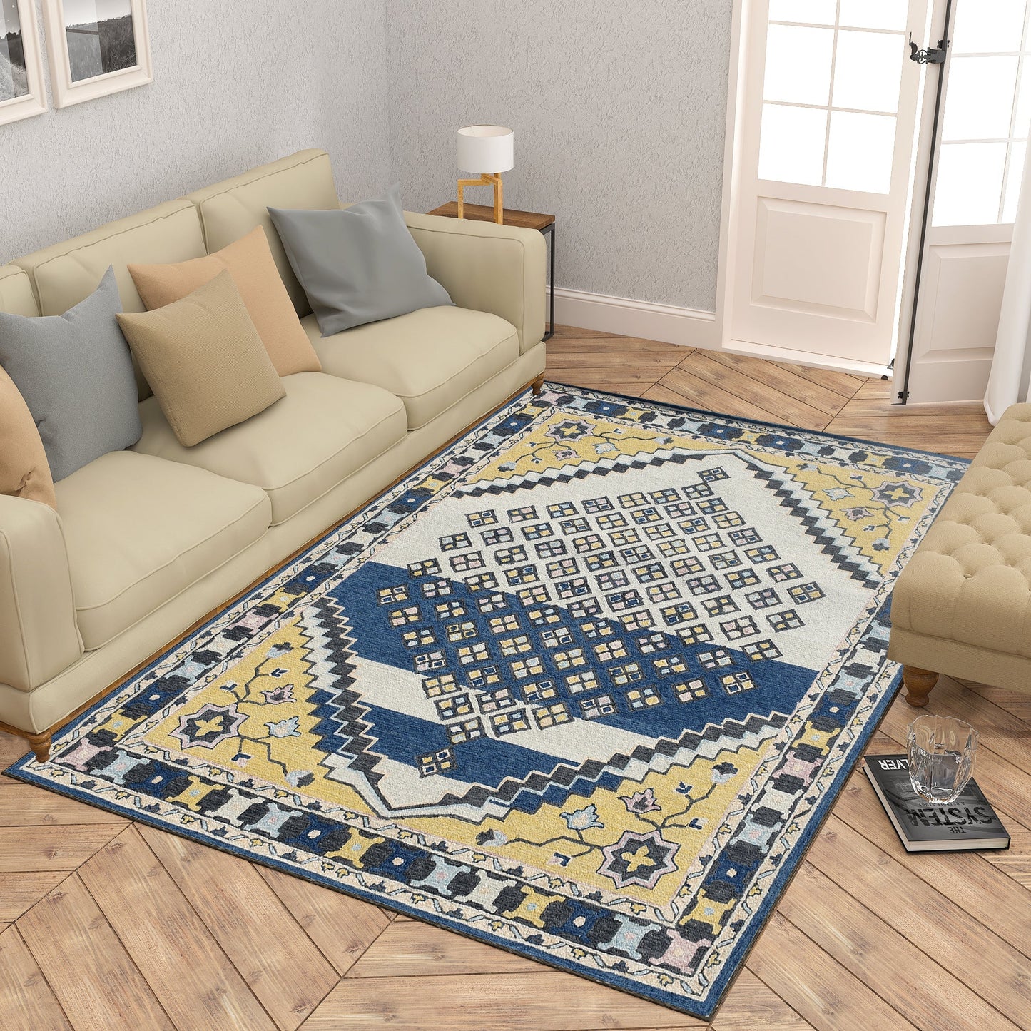 Premium Hand-Tufted Rug Made of 100% Wool - Tatar Folk - 3x5 Feet