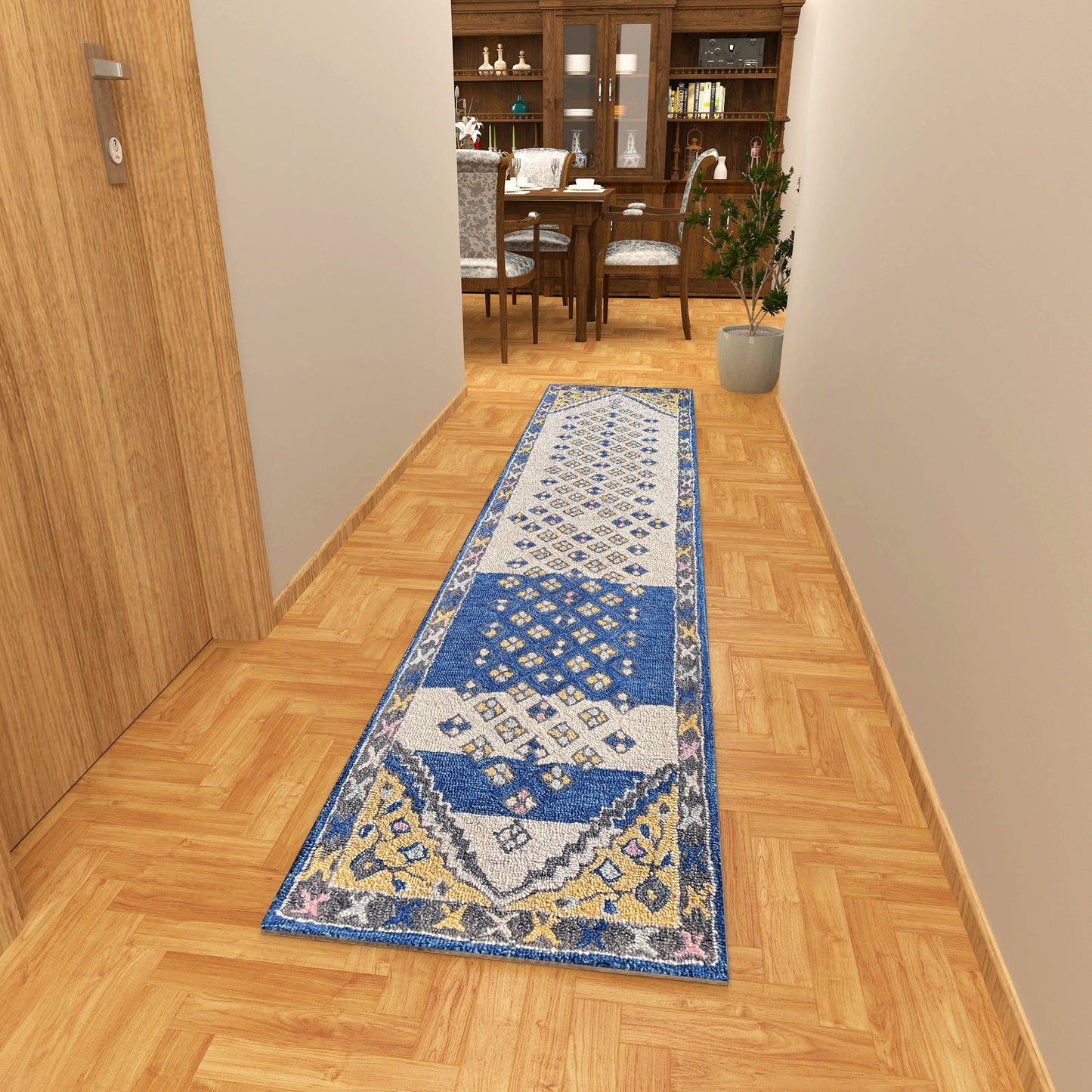 Premium Hand-Tufted Rug Made of 100% Wool - Tatar Folk - 2x6 Feet