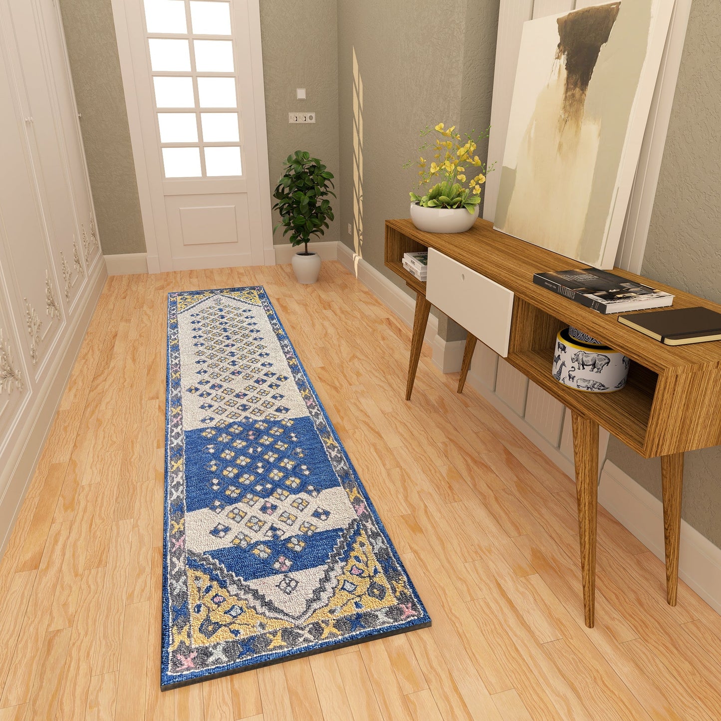 Premium Hand-Tufted Rug Made of 100% Wool - Tatar Folk - 2x6 Feet