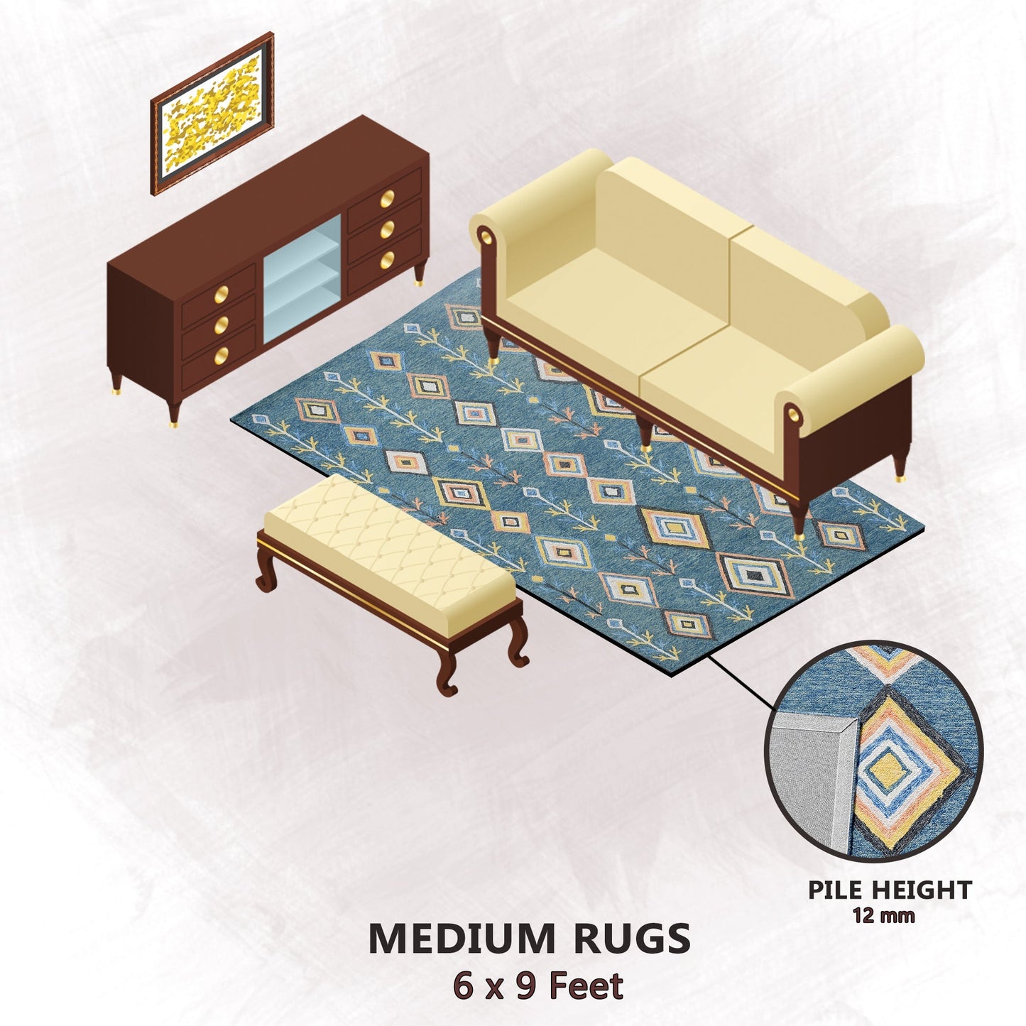 Premium Hand-Tufted Rug Made of 100% Wool - Tundra - 6x9 Feet