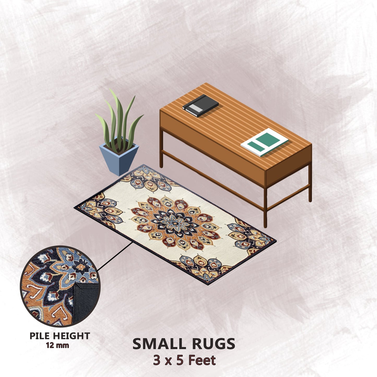 Premium Hand-Tufted Rug Made of 100% Wool - Vivid Plume - 3x5 Feet