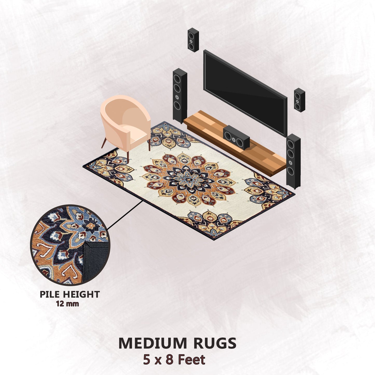 Premium Hand-Tufted Rug Made of 100% Wool - Vivid Plume - 5x8 Feet