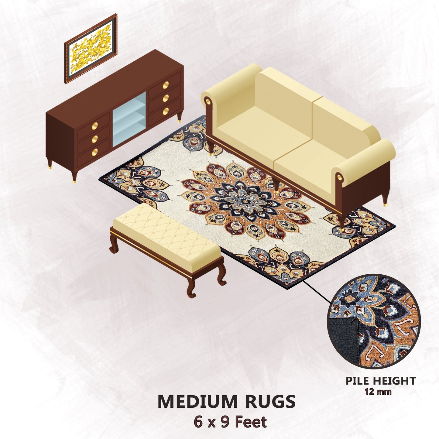 Premium Hand-Tufted Rug Made of 100% Wool - Vivid Plume - 6x9 Feet