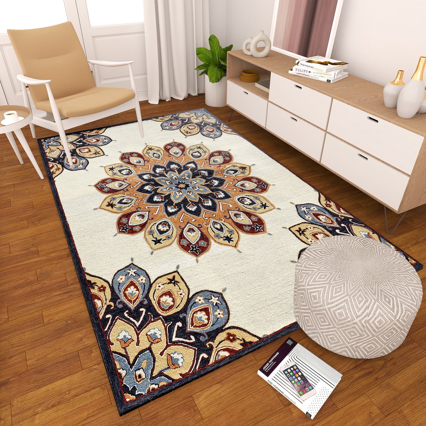 Premium Hand-Tufted Rug Made of 100% Wool - Vivid Plume - 6x9 Feet