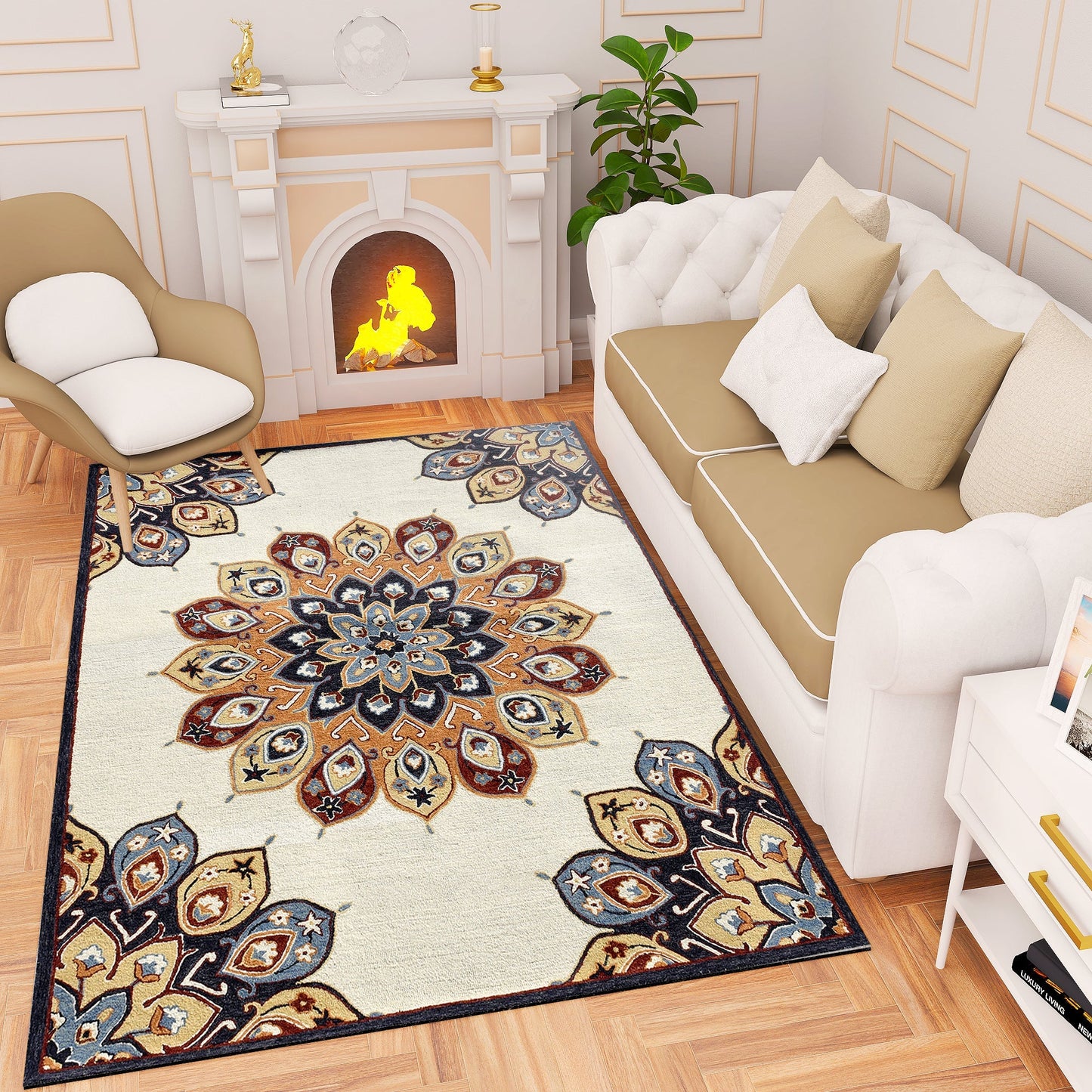 Premium Hand-Tufted Rug Made of 100% Wool - Vivid Plume - 6x9 Feet