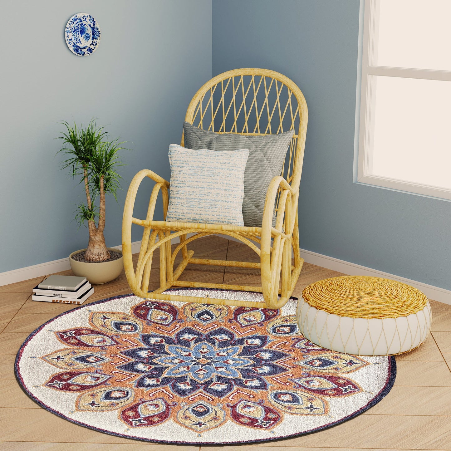 Premium Hand-Tufted Rug Made of 100% Wool - Vivid Plume - 5x5 Feet