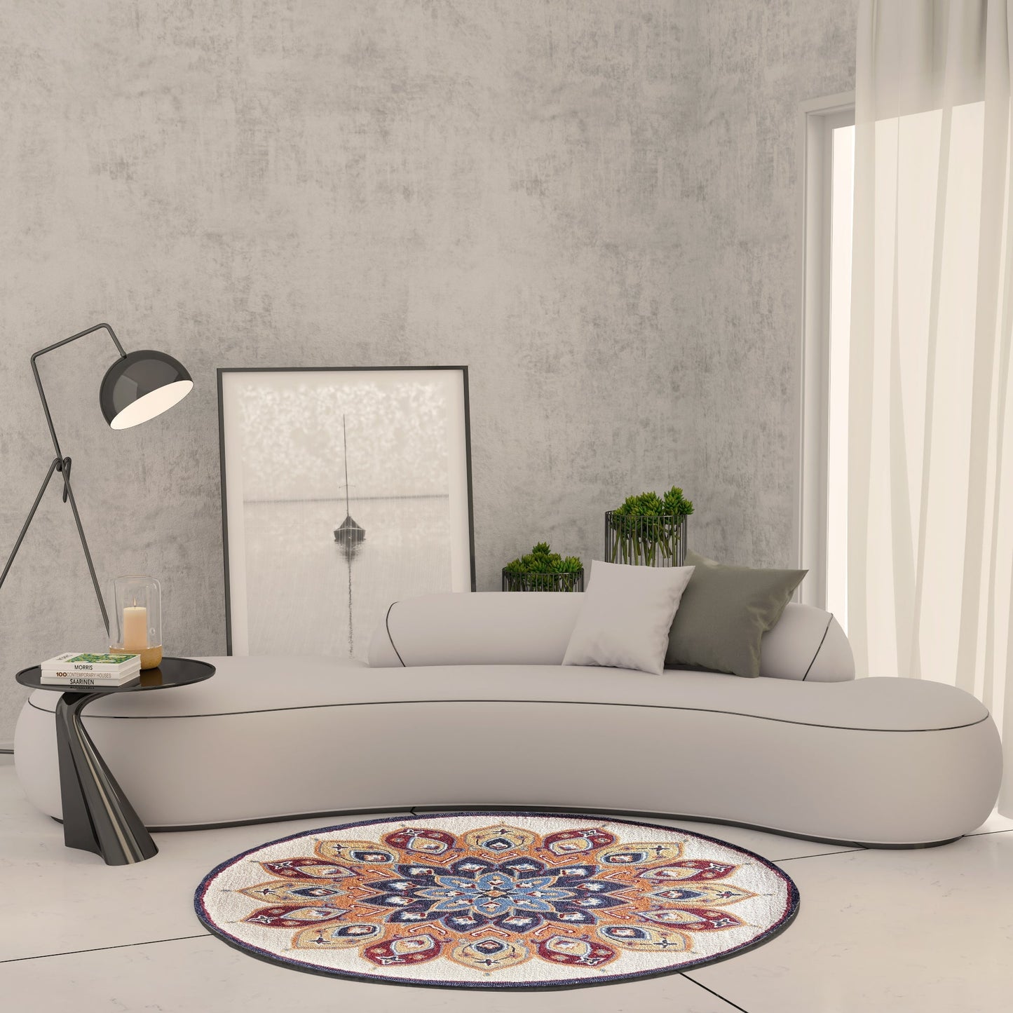 Premium Hand-Tufted Rug Made of 100% Wool - Vivid Plume - 5x5 Feet