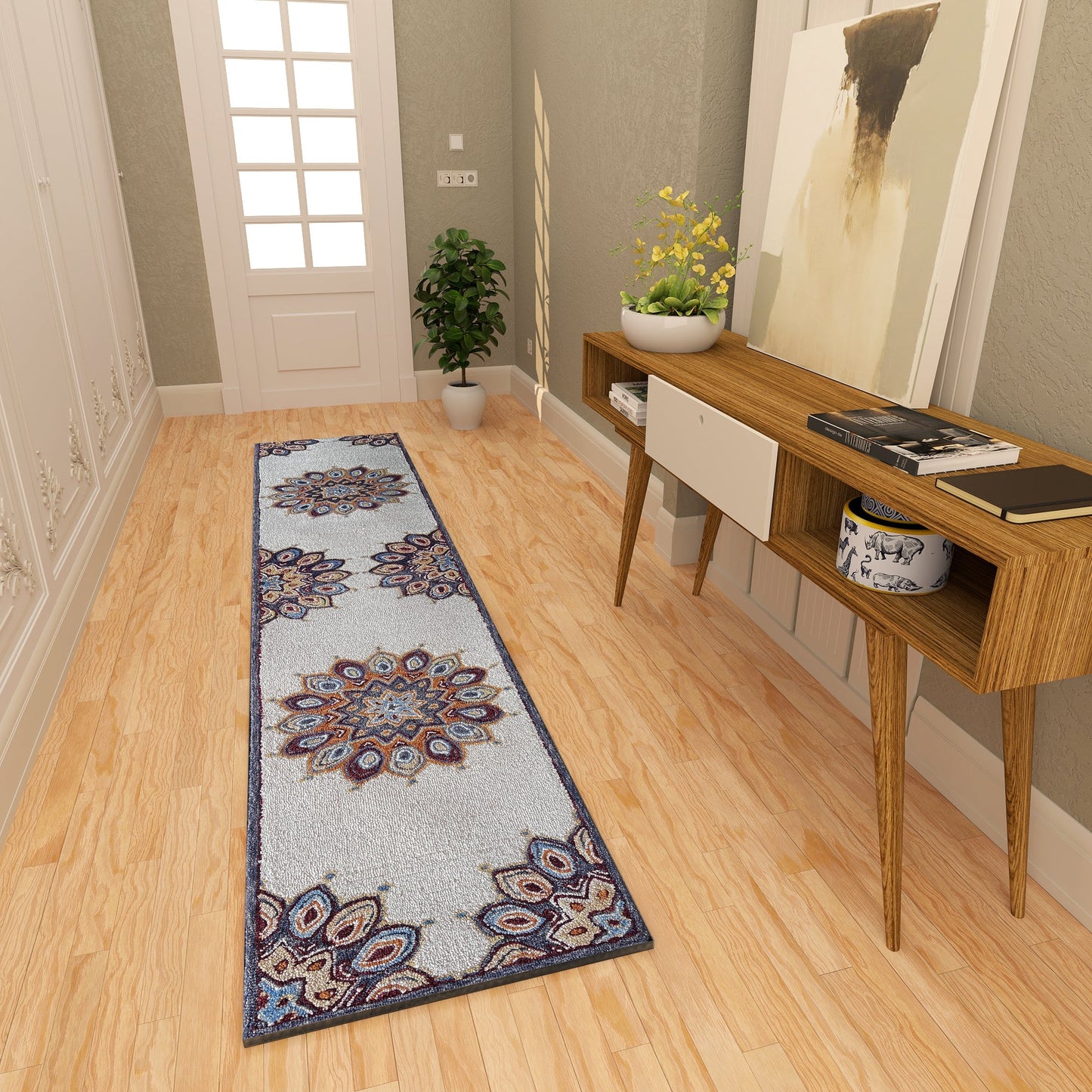 Premium Hand-Tufted Rug Made of 100% Wool - Vivid Plume - 2x10 Feet