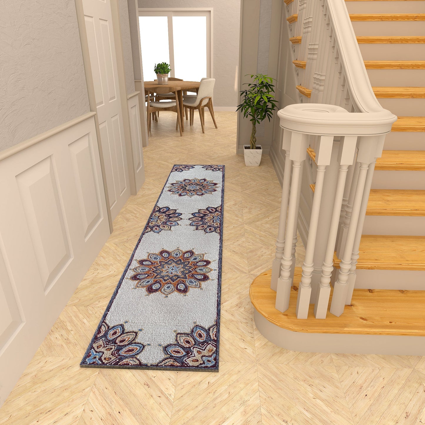 Premium Hand-Tufted Rug Made of 100% Wool - Vivid Plume - 2x10 Feet