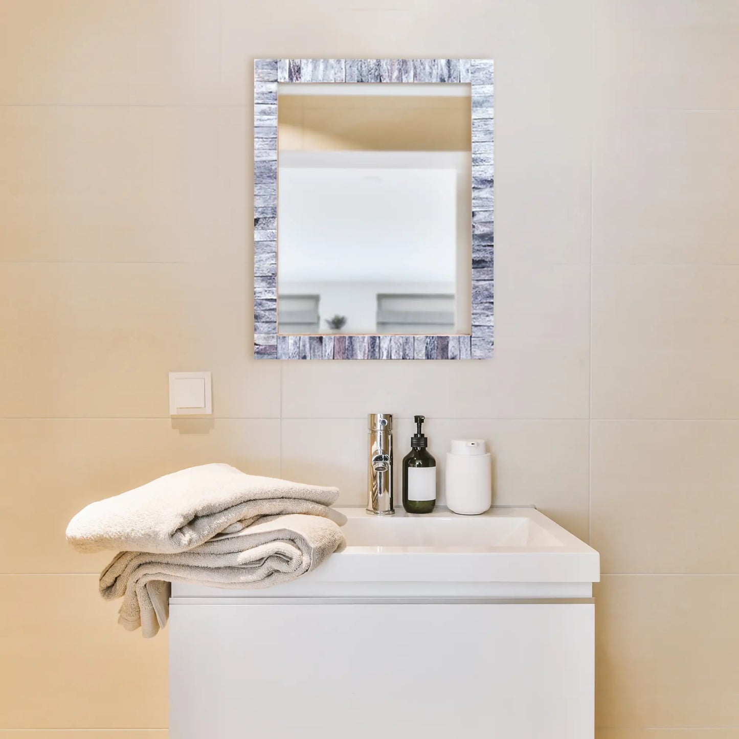 Make to Order Classic Grey Mirror Bone Inlay Collection in 4 Sizes