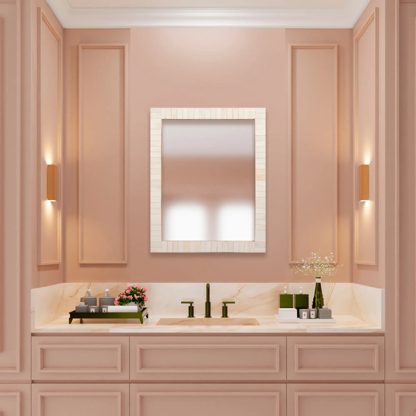 Classic White Mirror Bone Inlay Collection - 11 x 14 inches