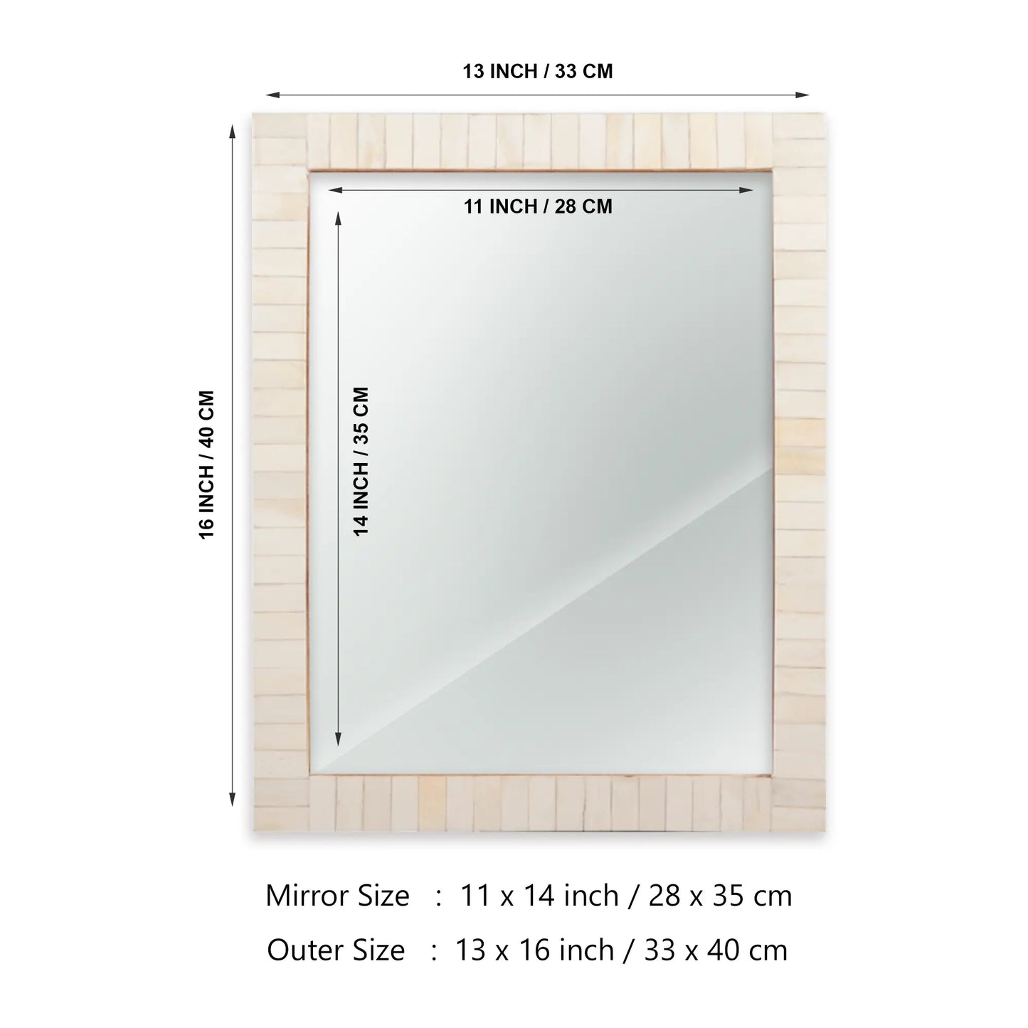 Classic White Mirror Bone Inlay Collection - 11 x 14 inches