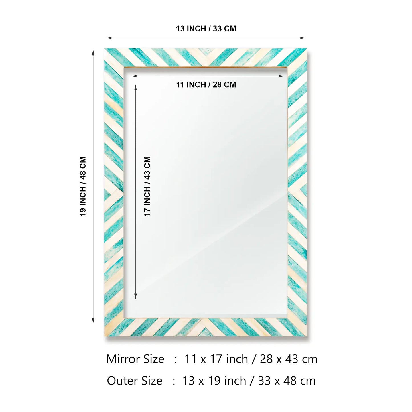 Make to Order Chevron Green Mirror Bone Inlay Collection in 3 Sizes