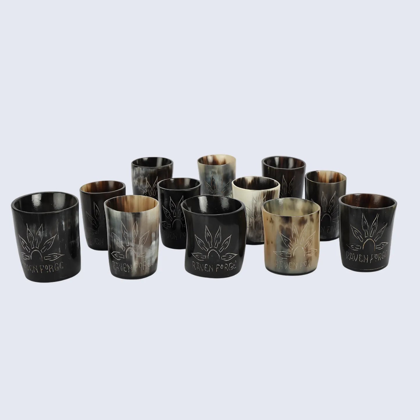 Horn Whiskey Shot Glasses Pack (4,8 & 12) – Hold Up to 6.5oz, Sunburst