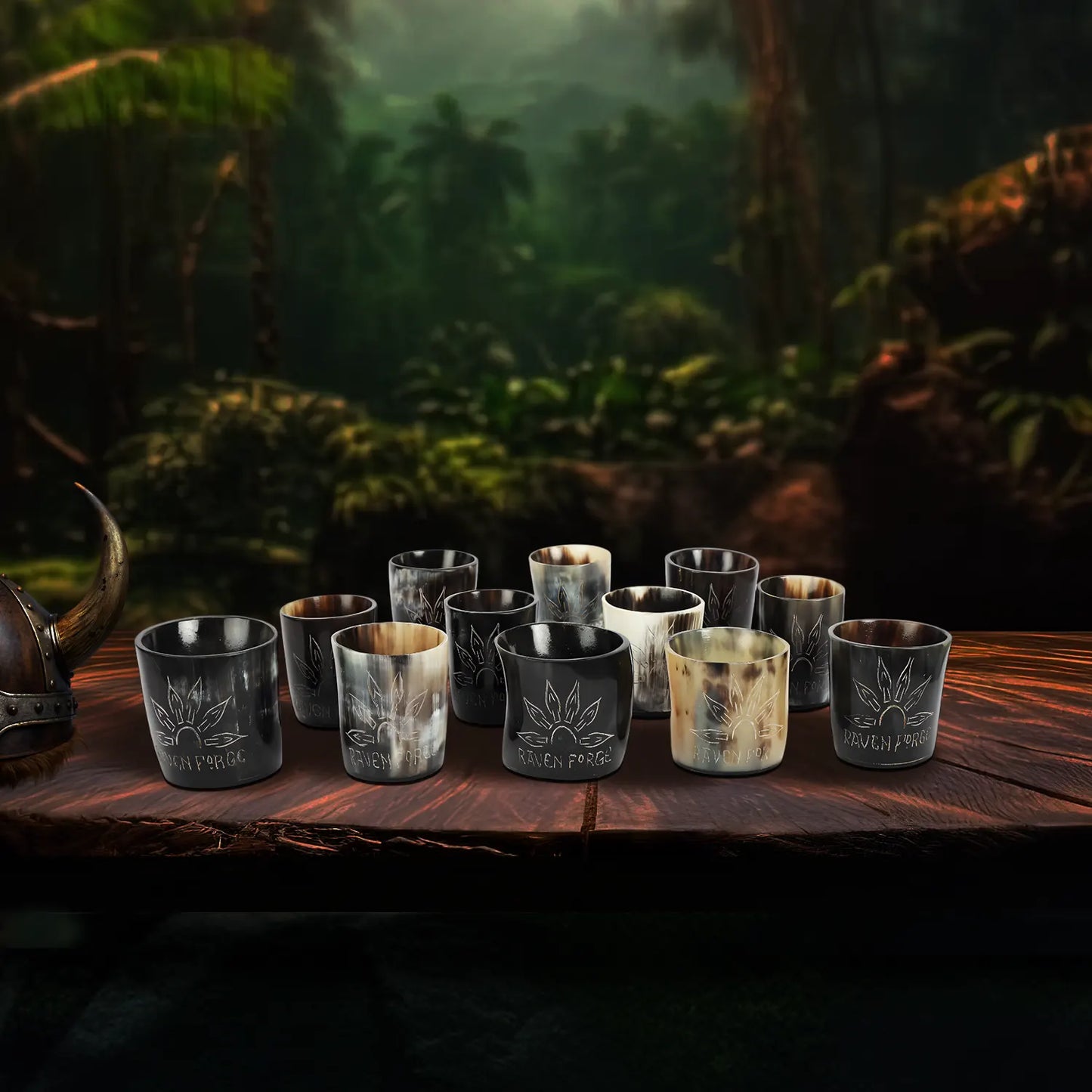 Horn Whiskey Shot Glasses Pack (4,8 & 12) – Hold Up to 6.5oz, Sunburst