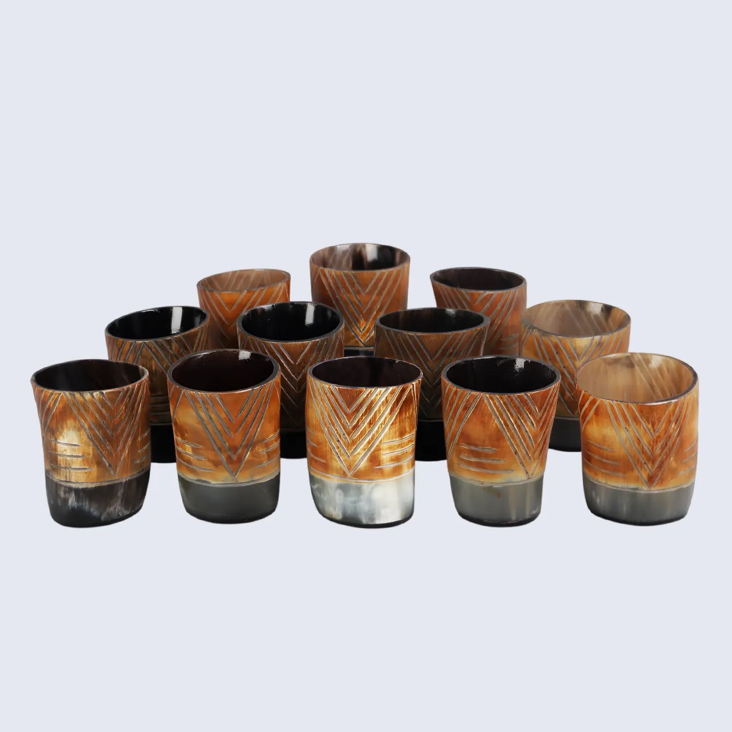 Horn Whiskey Shot Glasses Pack (4,8 & 12) – Hold Up to 6.5oz, Tribal Chevron