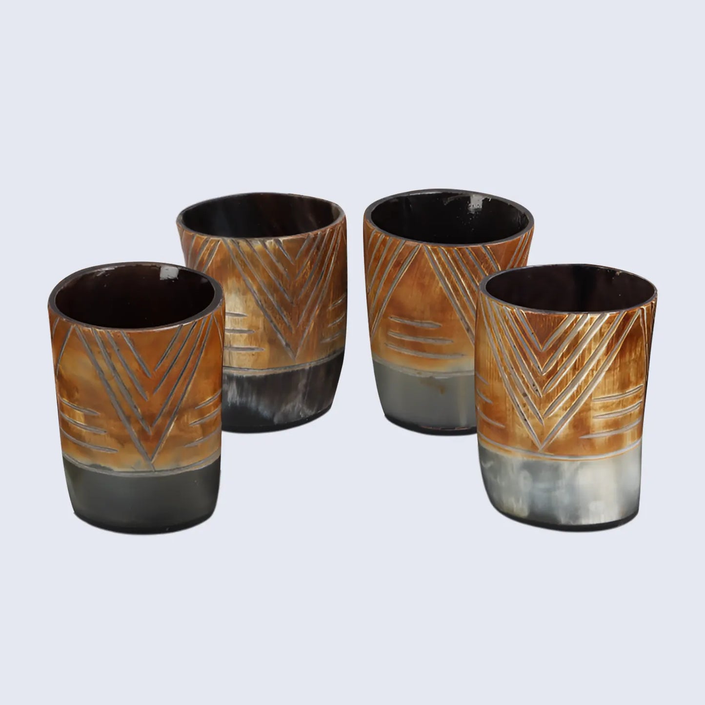 Horn Whiskey Shot Glasses Pack (4,8 & 12) – Hold Up to 6.5oz, Tribal Chevron