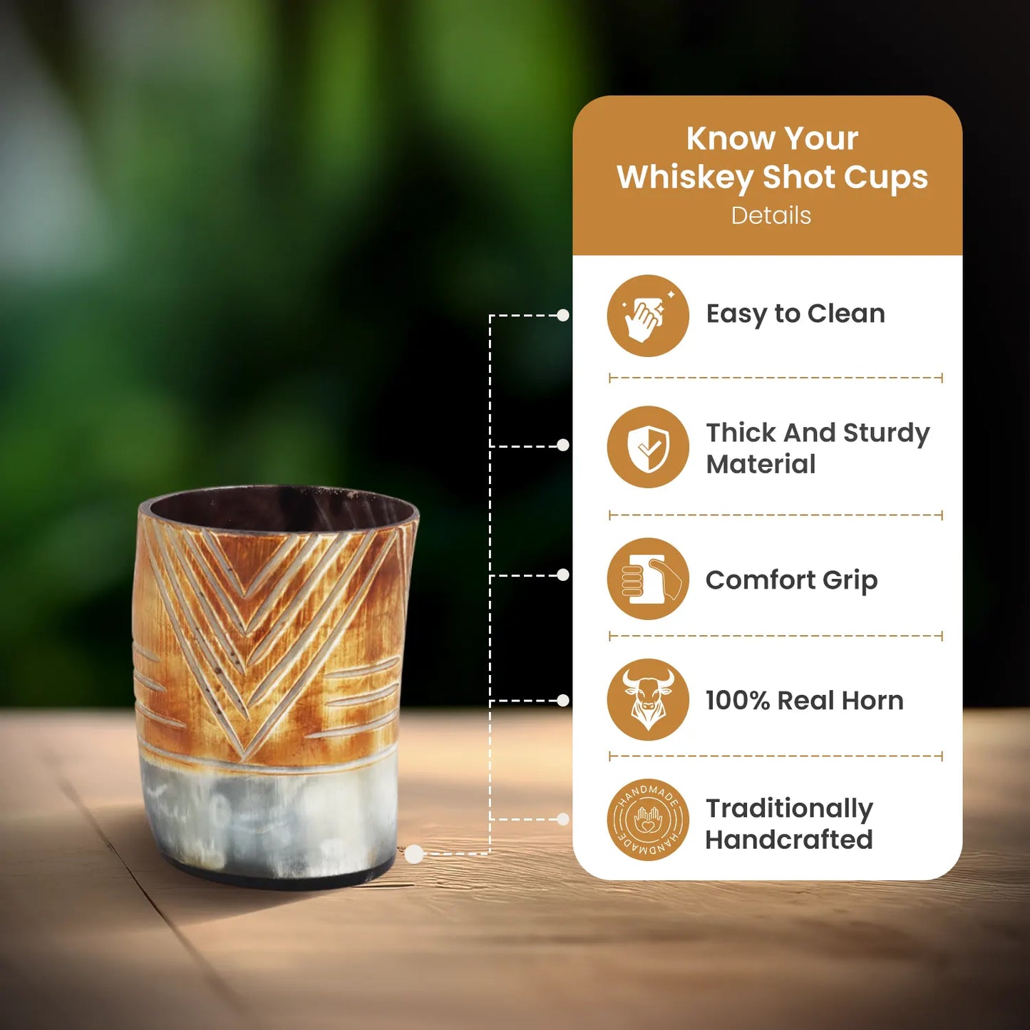 Horn Whiskey Shot Glasses Pack (4,8 & 12) – Hold Up to 6.5oz, Tribal Chevron