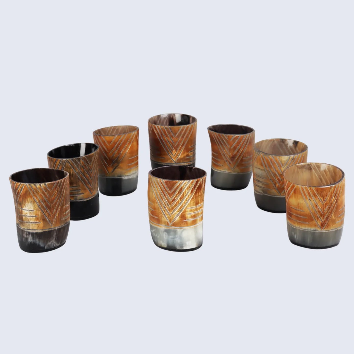 Horn Whiskey Shot Glasses Pack (4,8 & 12) – Hold Up to 6.5oz, Tribal Chevron