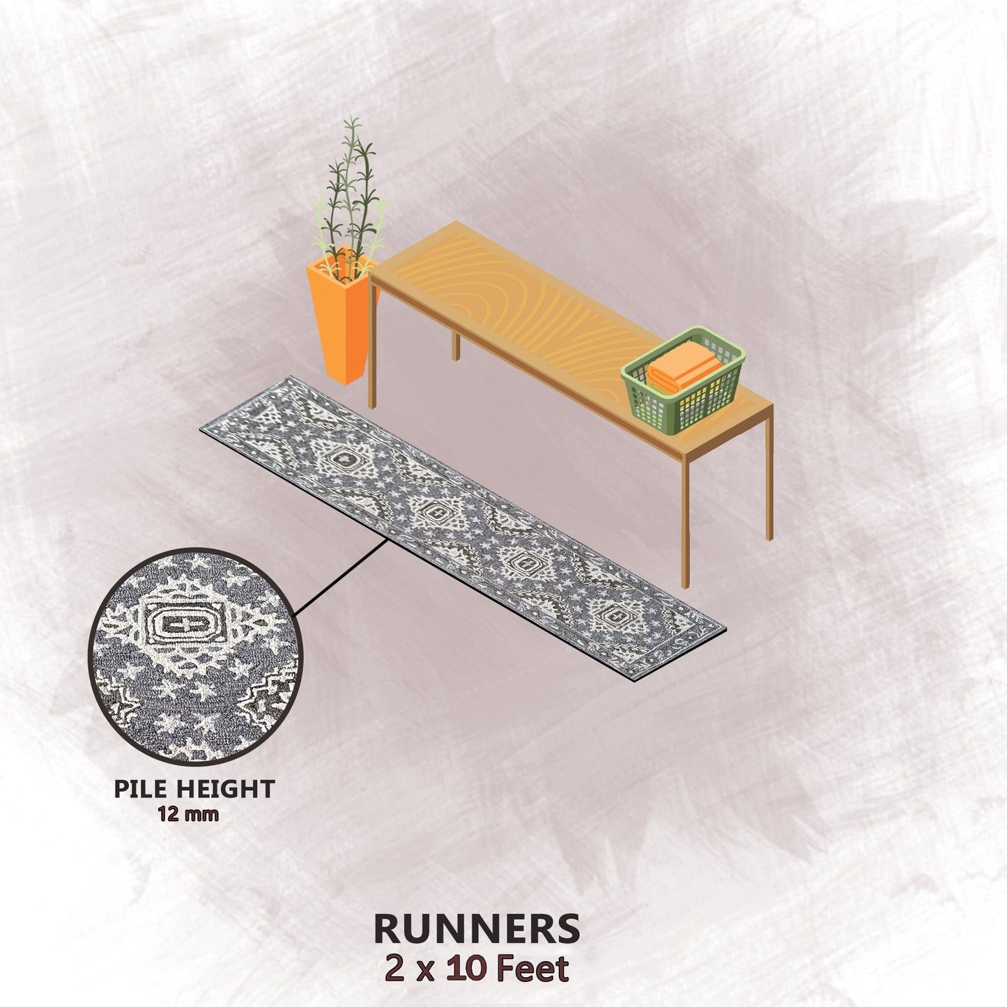 Premium Hand-Tufted Rug Made of 100% Wool - Wandering Star - 2x10 Feet