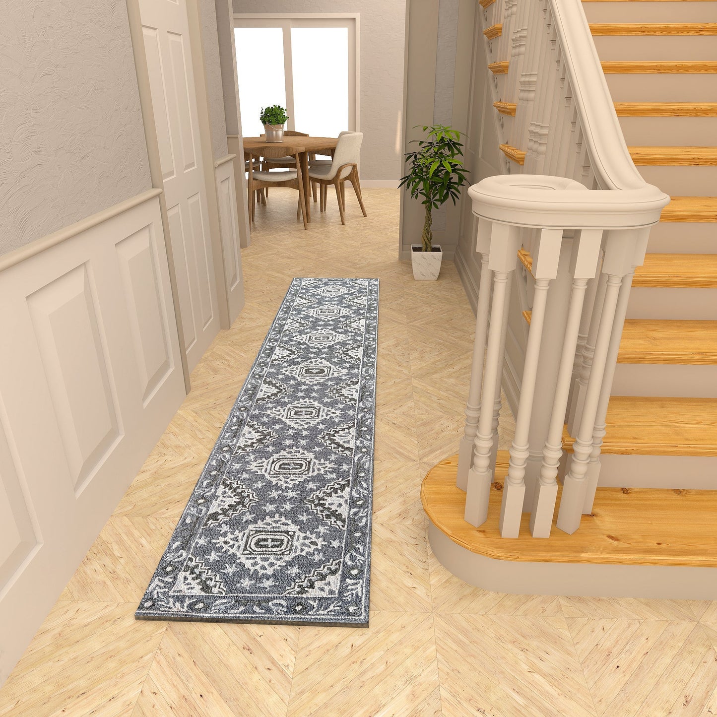 Premium Hand-Tufted Rug Made of 100% Wool - Wandering Star - 2x8 Feet