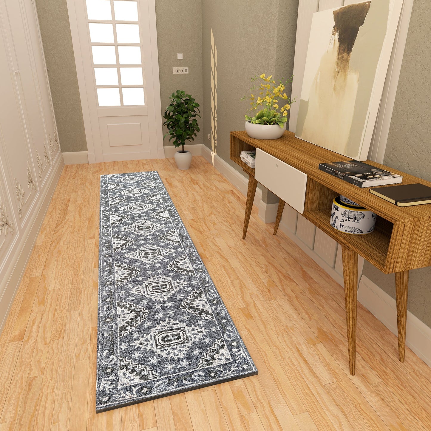 Premium Hand-Tufted Rug Made of 100% Wool - Wandering Star - 2x8 Feet