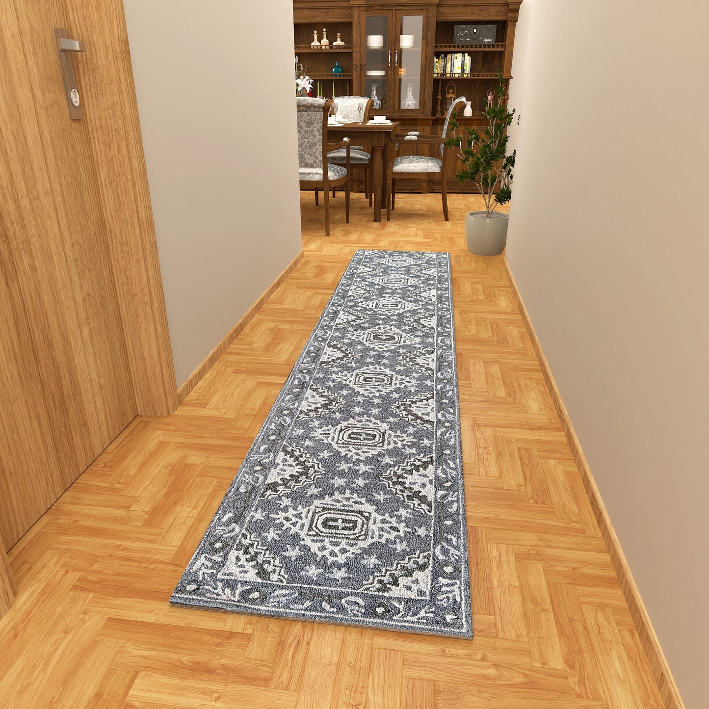 Premium Hand-Tufted Rug Made of 100% Wool - Wandering Star - 2x8 Feet